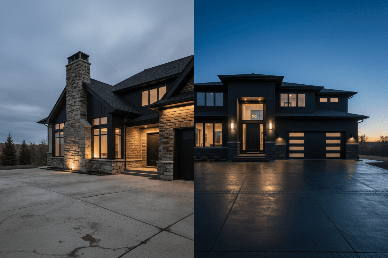 Masonry restoration at residential exterior